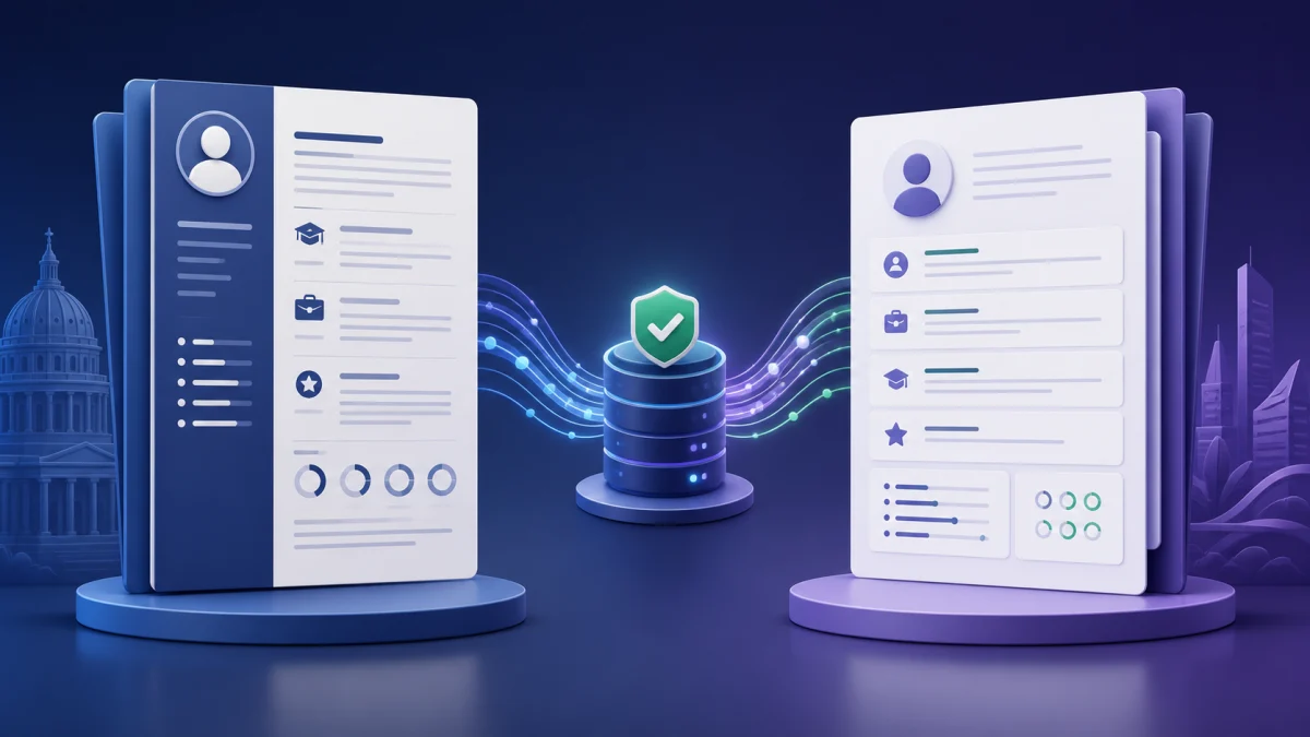 Side-by-side comparison of a Europass CV and a modern ATS-friendly CV format
