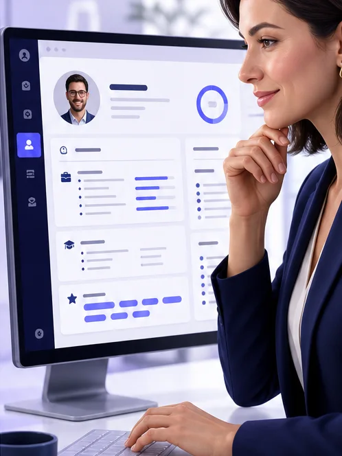Recruiter reviewing a parsed candidate profile in an applicant tracking system