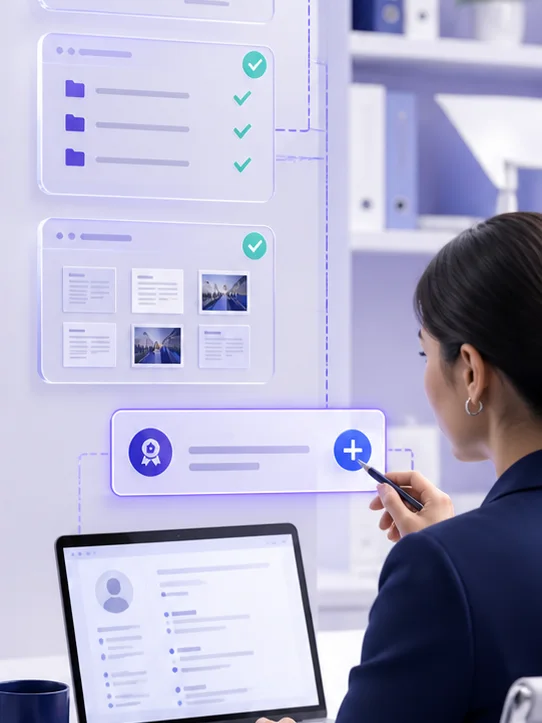 Professional checking verified metrics and evidence for a CV achievement