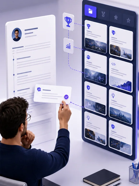 Job seeker selecting relevant achievements for a tailored CV version